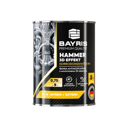 Молотковая эмаль Hammer 3D Effekt (Антикоррозийная 3 в 1) Bayris