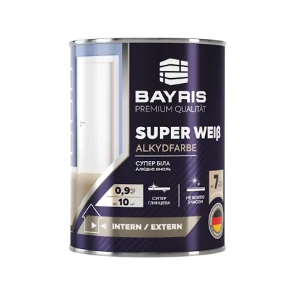 Алкидная эмаль SUPER WEIß - Супер Белая (Универсальная, глянцевая) Bayris