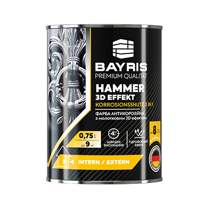 Молоткова емаль Hammer 3D Effekt (Антикорозійна 3 в 1) Bayris